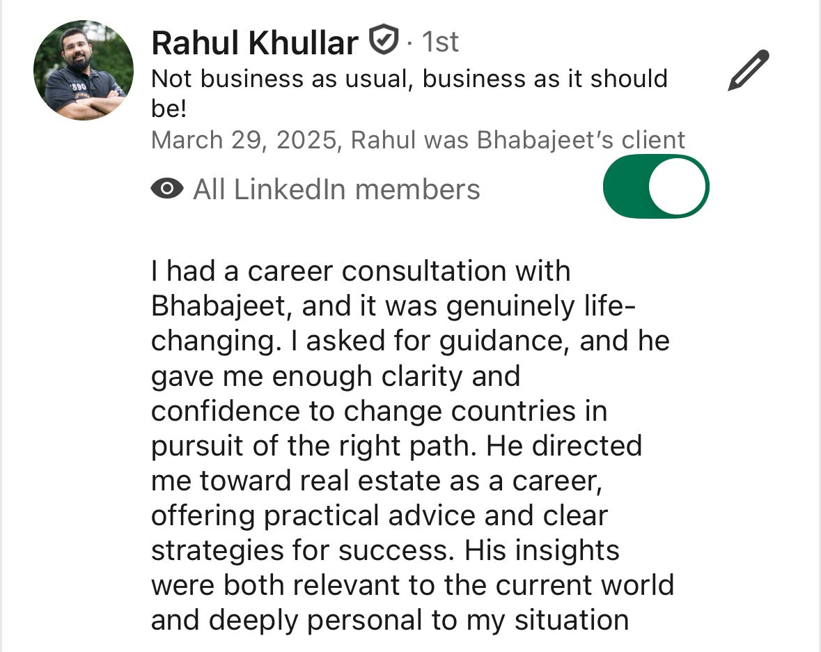 "Gave me the clarity and confidence to change countries in pursuit of the right path"